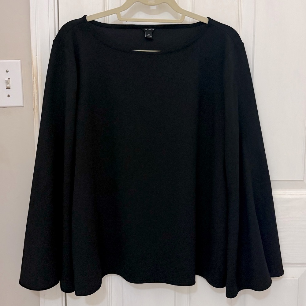 Ann Taylor Classic Black Top with Sleeve Slits